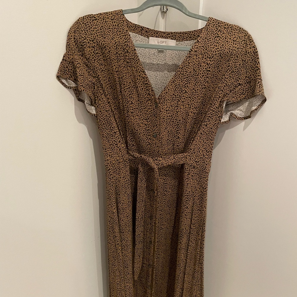 LOFT midi cheetah dress